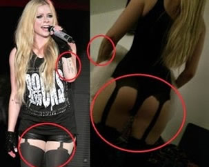 Avril Lavigne Nude Booty in Black Thong and Sexy Garters