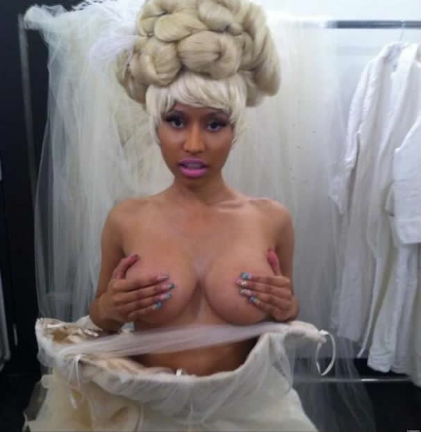 Nicki Minaj half-nude nipples