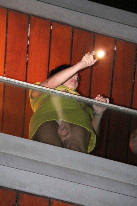 Katy Perry Upskirt & Cleavage on the Balcony Paparazzi Photo