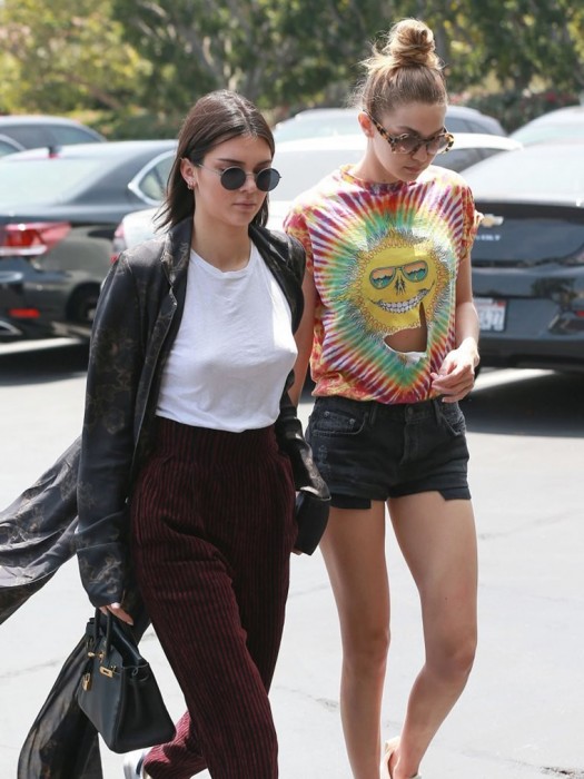 Kendall Jenner Braless Pokies with Gigi Hadid