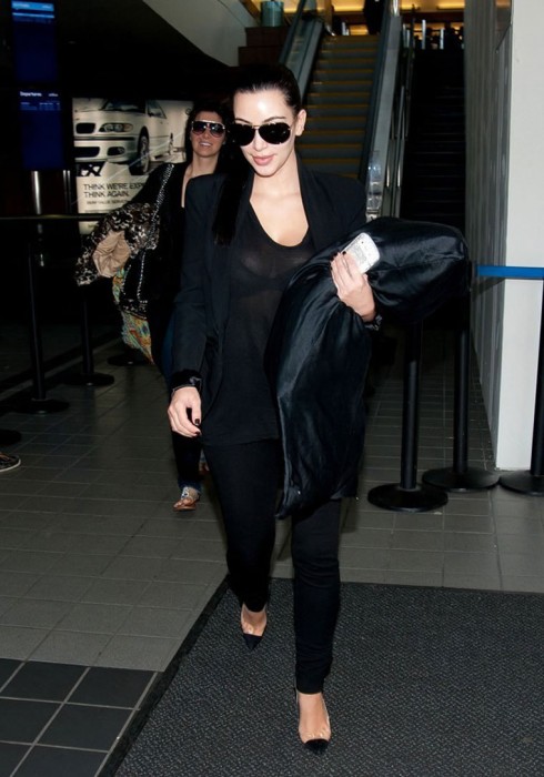 Kim Kardashian see trough black bra