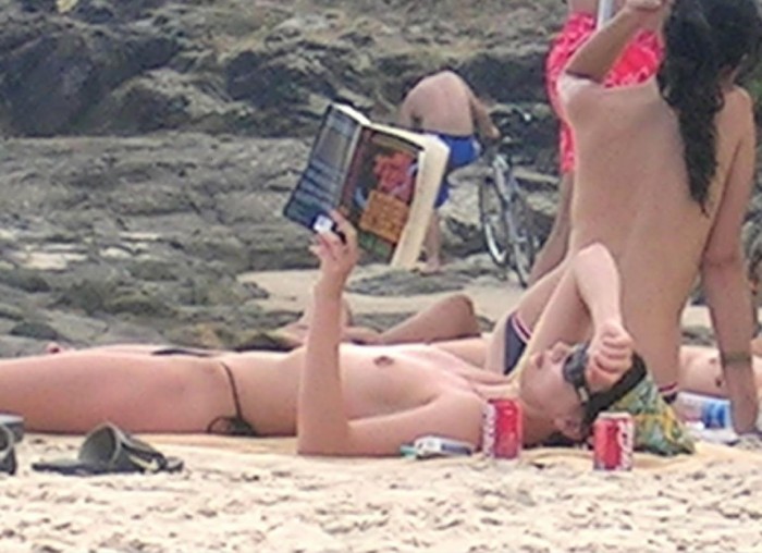 Charlize Theron Topless at the beach hard nip slip