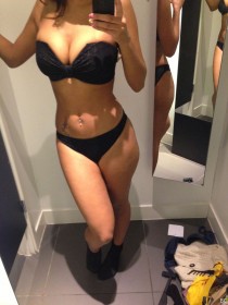 Chanel Coco Brown in black lingerie