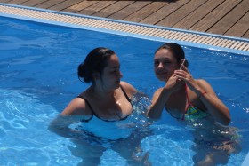 Mila Kunis in the pool
